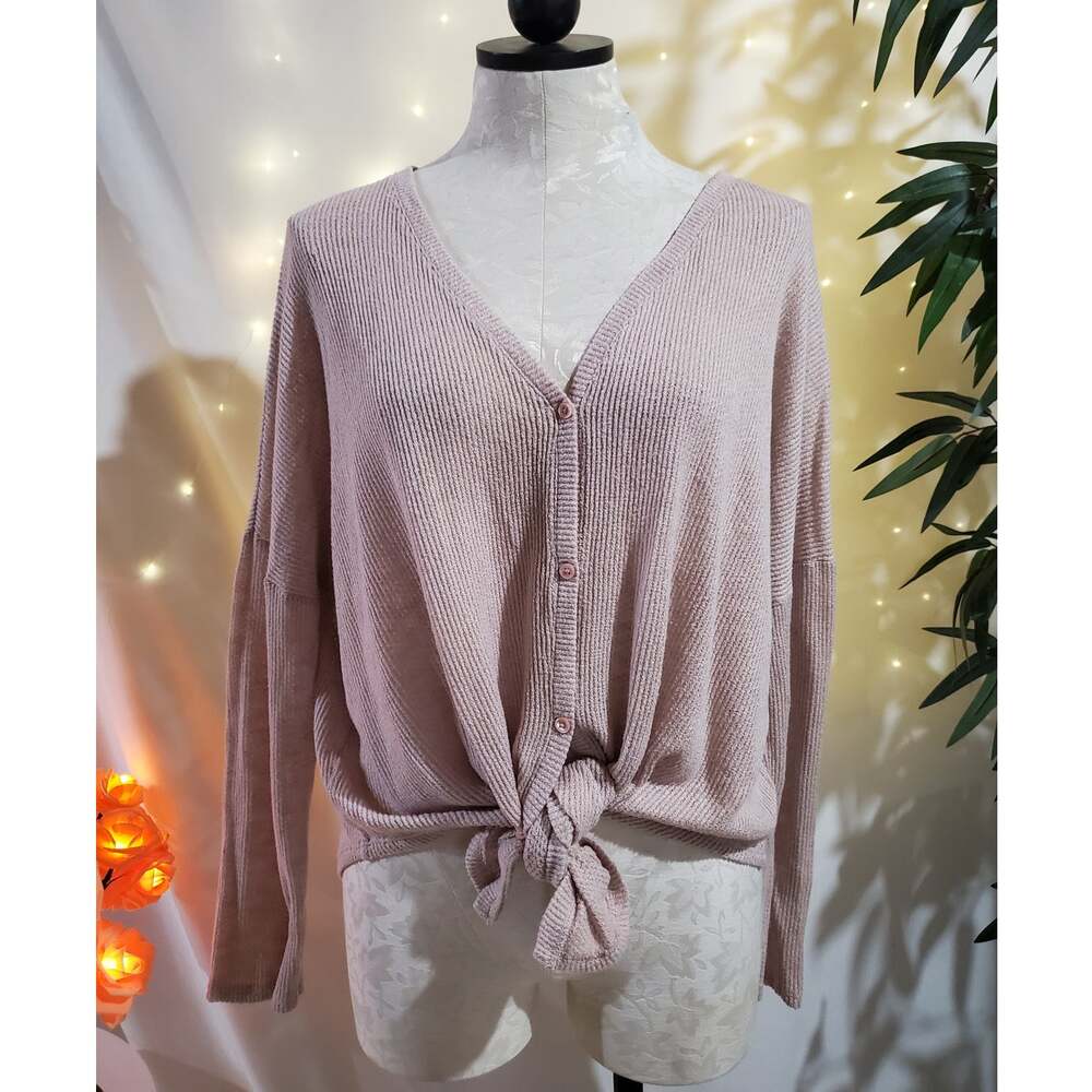 Babaton The Group Taurus Button Long Sleeve Knit Cardigan Sweater Womens Size L